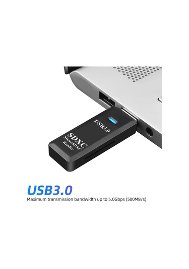 Siyah Fonken Usb Kart Okuyucu 3.0 Tf Sd Kart Okuyucu 2 İn1 Kart Okuyucu Adaptörü Pc Dizüstü Akıllı Hafıza Kartı Okuyucu Microsdxc Rider Adaptörü