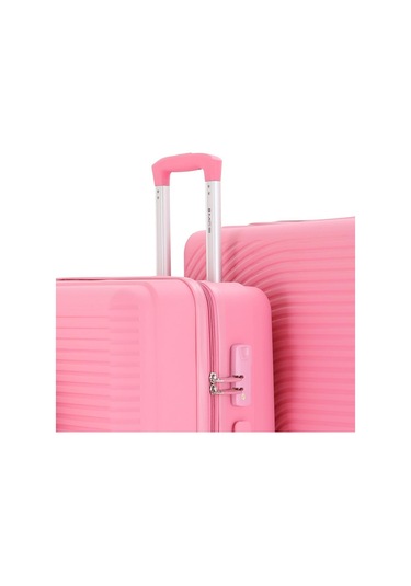 Mçs Bavul Büyük Ve Kabin 2li Set Kırılmaz Silikon Valiz V374 Pembe Pembe