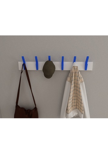 Hepsi3boyutlu Modern Duvar & Kapı Kanca Askılık - 6 Adet Mavi Kanca Askılık - Model No : 3 Mavi