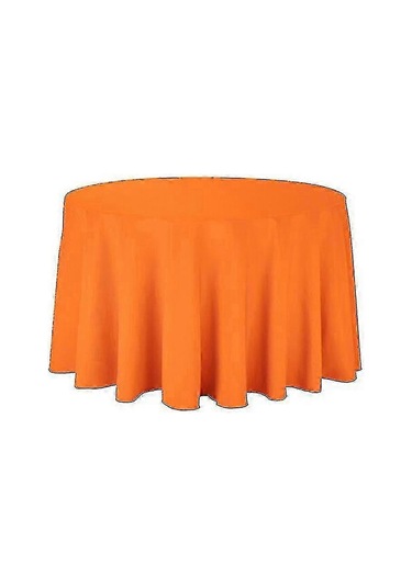 Düğün İçin Düz Renk Masa Örtüsü Yuvarlak Polyester Dayanıklı Masa Örtüsü Çap 140cm Turuncu Diğer