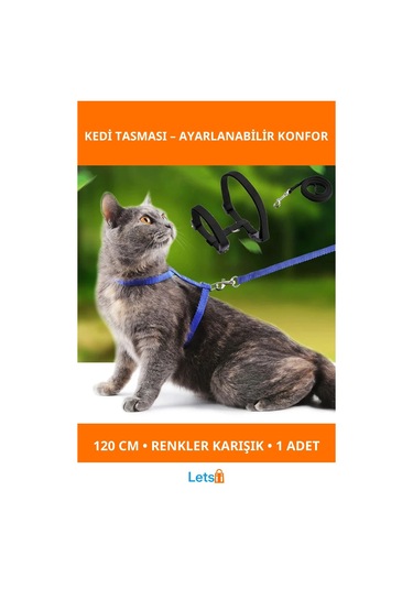 Ayarlanabilir Renkli Kedi Tasması 120cm
