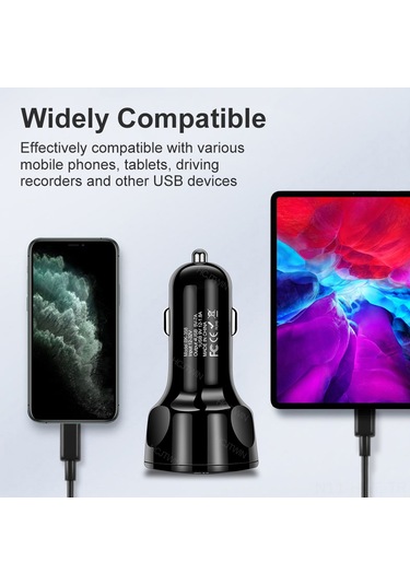 Honmex Beyaz 4 Usb Araç Şarj Cihazı, 35w Qc3.0 Hızlı Şarj, 12-32v Giriş, 5v/7a Çıkış, Pc Malzeme, Opp Paketlemesiyle