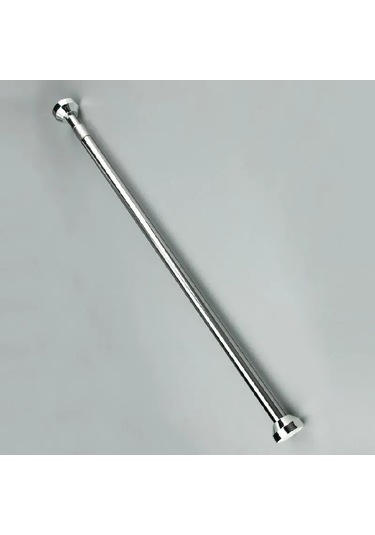 Vkemall Asimetrik Banyo Perde Çubuğu - Tek Sıra, Pürüzsüz Metal Yapı, 50 Cm, Vantuzlu Sabitleme Gümüş