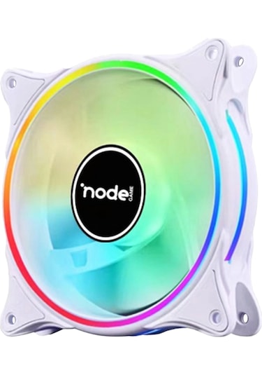 Node Game 120mm Gökkuşağı Rbw Led Fan - Performans Seri Sessiz Kasa Egzoz Fanı Beyaz