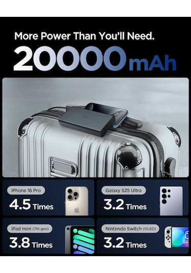 Spigen 20000 Mah Alüminyum Kasa 30w Usb-c + Usb-a Giriş / Çıkış Hızlı Şarj 3 Portlu Powerbank / 1 Metre Type-c Harici Kablolu Taşınabilir Şarj Cihazı + Taşıma Çantası Ea3020 Black Siyah Spigen 20000 Mah Alüminyum Kasa 30w Usb-c + Usb-a Giriş / Çıkış Hızlı Şarj 3 Portlu Powerbank / 1 Metre Type-c Harici Kablolu Taşınabilir Şarj Cihazı + Taşıma Çantası Ea3020 Black Siyah