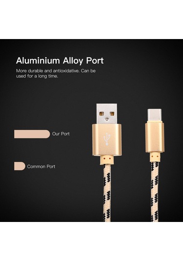 Geeroyoo "dayanıklı 2m Nylon Usb-c Şarj Kablosu - Hızlı Şarj Ve Veri Aktarımı, Samsung Huawei Xiaomi Uyumlu"