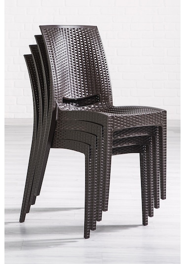 6 Adet Rattan Kahve Sandalye / Balkon-bahçe-teras Kahverengi