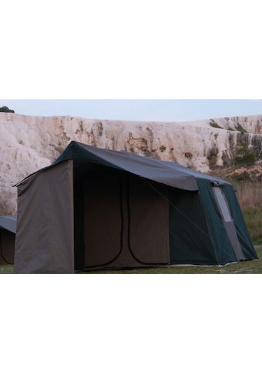 Kapı Sineklikli 2+1 L Mutfaklı Double Kamp Çadırı 4-6 Kişilik - Yeşil