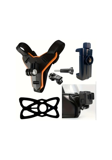 Cordial Abs Malzeme Aksiyon Kamerasi Kask Çene Montajı Mavi Ayarlanabilir Motor Bisiklet Başlığı Mavi