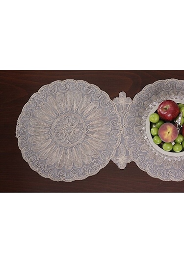 8 Kişilik Amerikan Servis Supla Ve Runner Seti Bej Renk 9 Parça S Bej