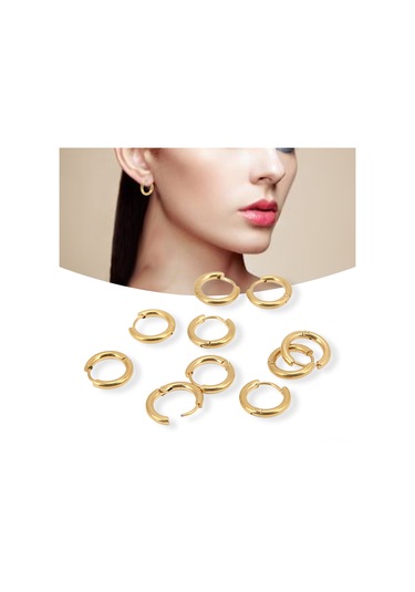 Moveevo Stainless Steel Gold Hoop Earrings 10 Adet/paket - Dıy El Sanatı İçin Uygun, 2.5mm Çap Ve 10mm İç Çap İle Dayanıklı Tasarım Diğer
