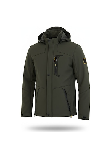 Mero Life Içi Kürklü Kapüşonlu Su Ve Rüzgar Geçirmez Softshell Erkek Mont Haki