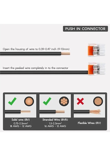 Koodmax 5 Adet Pct-104 4 Pinli İtmeli Hızlı Kolay Kablo Tel Birleştirici Konnektör Vidasız Klemens