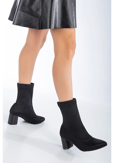 D651 Streç Kadın Bot Siyah