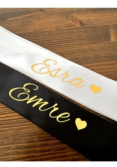 Gelin Damat Isimli Tören Takı Kurdelesi 2 Adet B-53