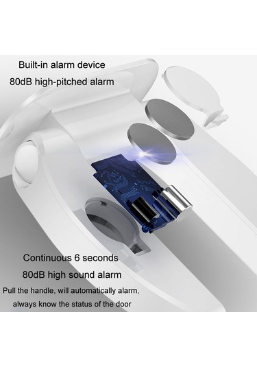 Sones Yalnız Yaşayan Hırsızlık Önleyici Kapı Durdurucu Deliksiz Çocuk Güvenlik Kilidi Alarmlı Siyah