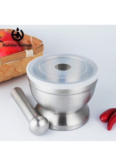 Wezone Ev Kullanımlı 304 Çelik Pestle Ve Mortar - Biber, Sarımsak, Baharat Öğütücü - Mini, Dayanıklı, Kolay Temizlenir Büyük Boy, Plastik Kapak Diğer