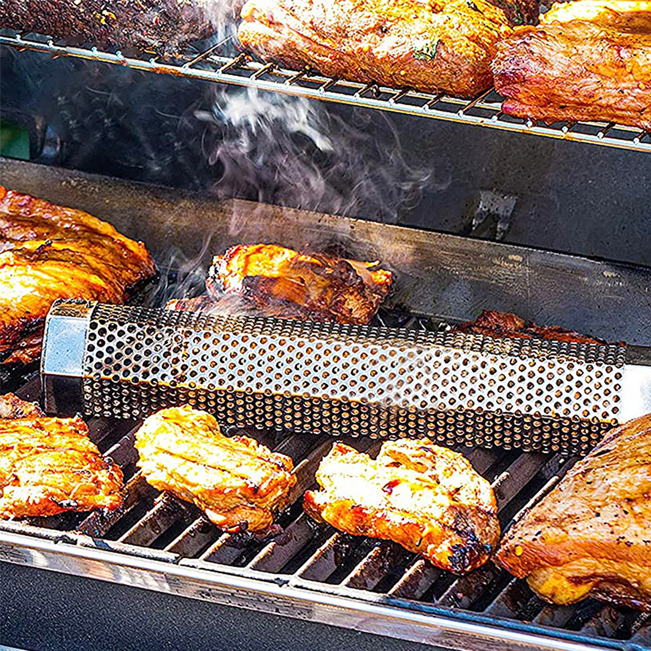 Youmex 304 Paslanmaz Çelik Izgara Füme Tüpü, Dışarıda Kullanıma Uygun, 5 Saat Süreyle Gıda Aromalı Isıtma Ve Soğuk Fümasyon Aleti Çok Renkli