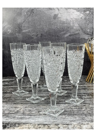 6 Kişilik Cam Kare Ayaklı Kahve Yanı Bardağı Bardak Kupa 130ml