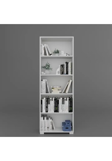 Lucas Serisi Mat Beyaz 5 Raflı Kitaplık Beyaz