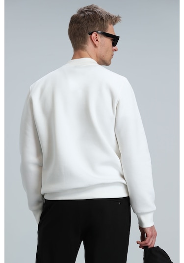 Lufian 112030113100510 Star Erkek Sweatshirt Kırık Beyaz