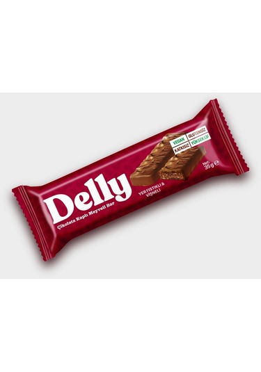 Delly Çikolata Kaplı Yer Fıstıklı Vişneli Meyveli Bar 12 x 35 G