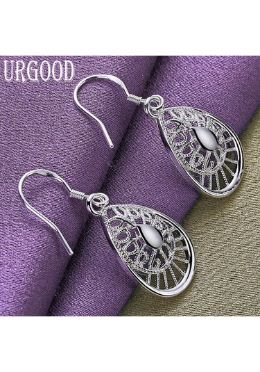 925 Ayar Gümüş Damlacık Hollow Damla Küpe Moda Takı