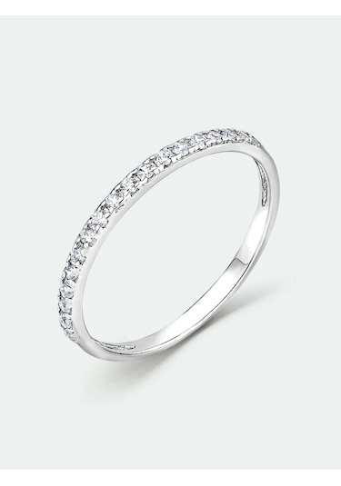 Torgovyj Dom Uvelir Holding İnce Gümüş Yollu Yüzük, Zirkon Taşlı, Parlak 348630720 Gümüş