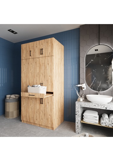 Vita Çamaşır Ve Kurutma Makinesi Dolabı Banyo Dolabı Çam