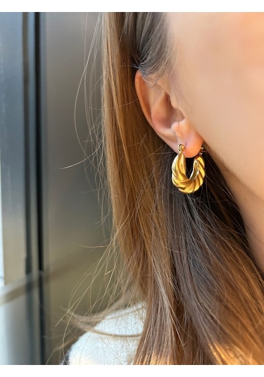 Vintage Burgu Halka Çelik Küpe