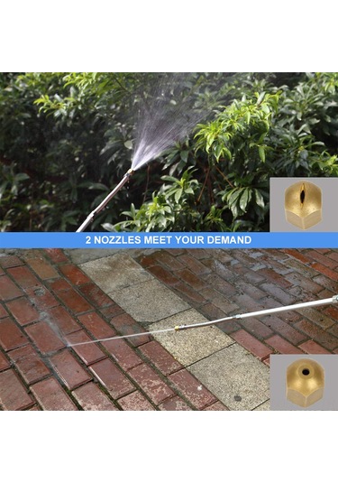 Xiyyadms Mavi Alüminyum Fırça Suyu Silgi, 2 Sprey Ucuyla Otomobil Bahçe Bahçe Yıkama, Yüksek Basınçlı Temizlik Aleti