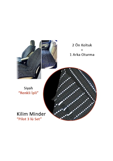 Nyf Kilim Minder Pilot 3 Lü Set 2 Ön Koltuk + 1 Arka Koltuk Serme Oturma Üniversal