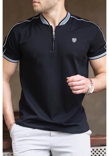 Madmext Madmext Siyah Polo Yaka Erkek Tişört 9281-siyah Siyah