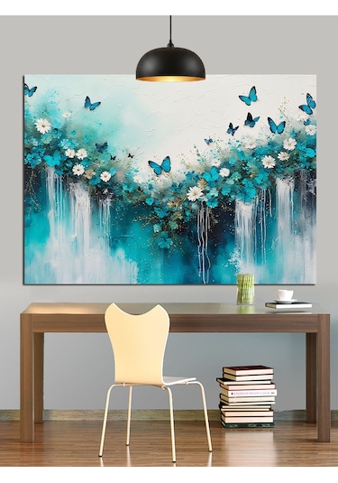 Kelebekler Su Yansıma Sanat Dekoratif Kanvas - Mdf Ahşap Tablo