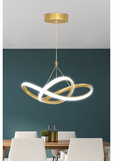 Ransom Gold Kumandalı Dimmerli 4 Modlu Modern Sarkıt Led Avize Gold