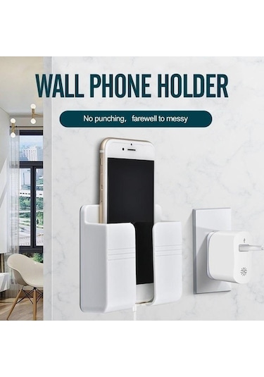 Beyaz Yumruksuz Braket Uzaktan Kumanda Cep Telefonu Şarj Duvara Monte Kutu Duvara Monte Saklama Kutusu Cep Telefonu Depolama Rafı