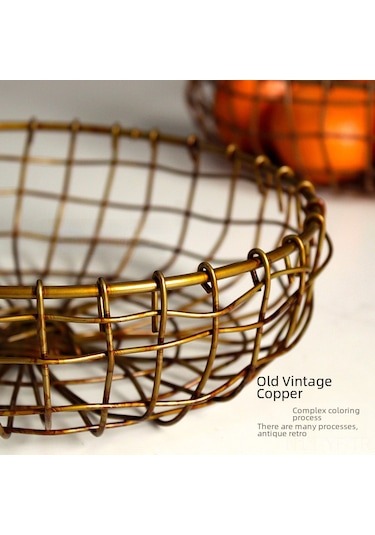 Yifomall Klasik Japon Stili El Dokuma Küçük Mutfak Sepeti - Meyve, Atıştırmalık, Pastane Ürünleri Ve Masa Çöpü İçin Sıkıcı Olmayan Depolama Çözümü Antik Bakır