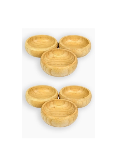 Bambu Ahşap Sosluk Ve Çerezlik 10 Cm 6'lı Set Bambu