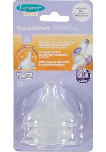 Lansinoh Natural Wave Biberon Emziği Orta Akış 2 Adet