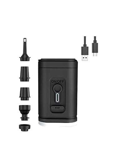 Kamp İçin Işıklı Elektrikli Hava Pompası Şişirme/söndürme Pompaları -a Siyah