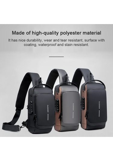 Sırt Çantası, Hırsızlığa Karşı Koruma, Omuz Göğüs Çantası, Günlük Yürüyüş Sırt Çantası, Su Geçirmez, Erkekler Ve Kadınlar İçin Usb Şarj Portlu Gri - Kahverengi