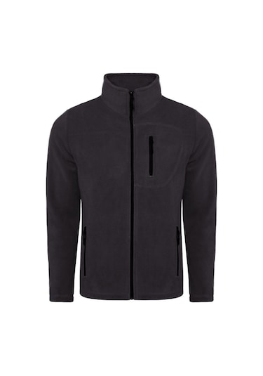 Genius Store Tam Fermuarlı 3 Cepli Outdoor Tactical Flecee Erkek Polar Ceket - Koyu Füme