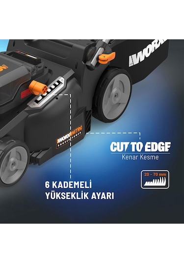 Worx WG737E 40V 4.0 Ah Li-İon 37 CM Profesyonel Kömürsüz Şarjlı Çim Biçme Makinesi