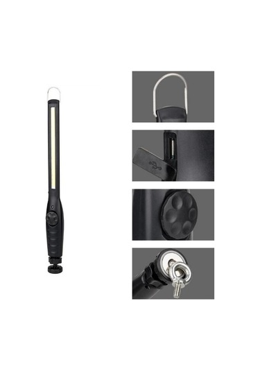 Suntek Çok Fonksiyonlu Usb Şarj Edilebilir Led Cob El Meşalesi Siyah