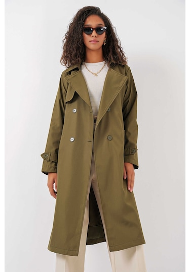 Gabria Kol Düğme Detaylı Trenchcoat Haki