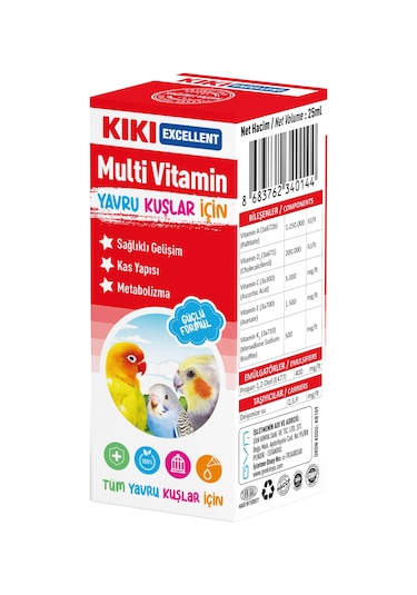 Kiki Excellent Kuş Yavru Kuşlar İçin Multi Vitamin 25 ML