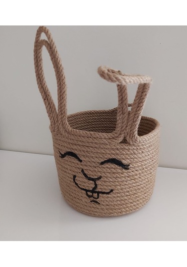 Hasır Sepet Tavşan 18x13 cm