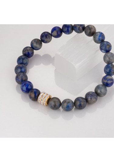 Mk Tasarım Gerçek Lapis Lazuli Taşı Bileklik Mkt.1.101.5 Çok Renkli