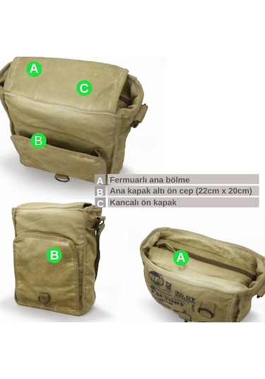 Old Cotton Cargo 8184 Camel Krem Salaş Kanvas Postacı Çantası Camel