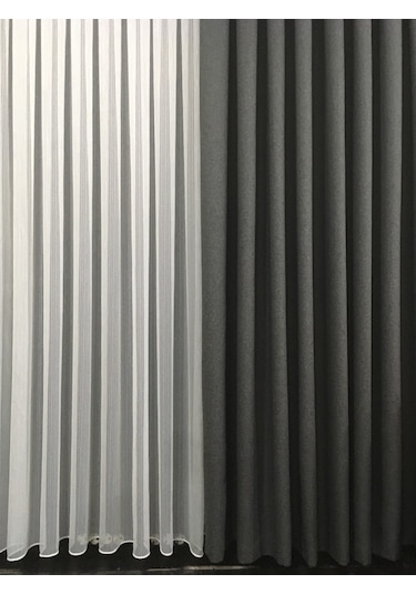 Perdefony Keten Fon Perde Koyu Gri